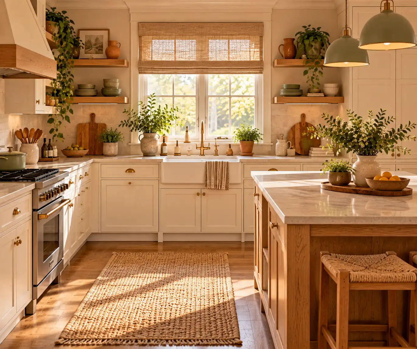 Warm cream and beige kitchen with soft earthy color accents